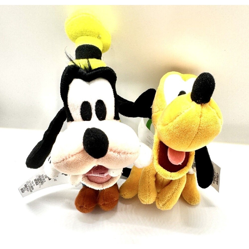Disney Goofy Pluto Plush Keychain Bag Charm Set Mickey Mouse Clubhouse 5-6 Inch